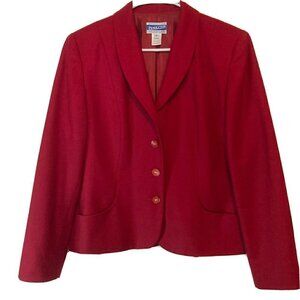 Pendleton Classic 100% Virgin Wool Red Fully Lined Made in USA Blazer Jacket-12